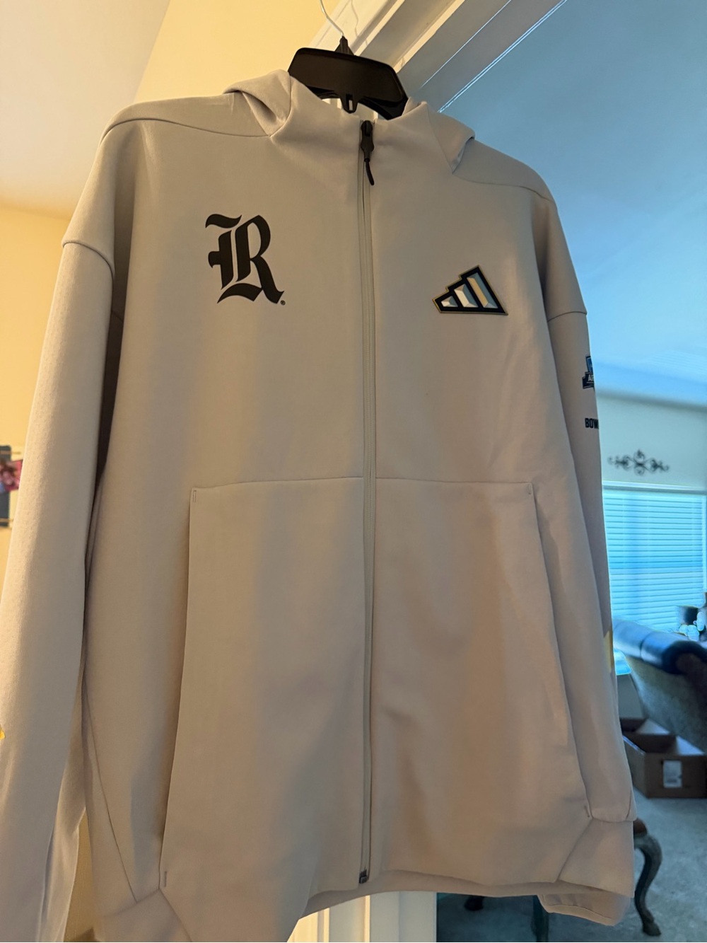 Men's Light Gray Zip-Up Hooded Jacket